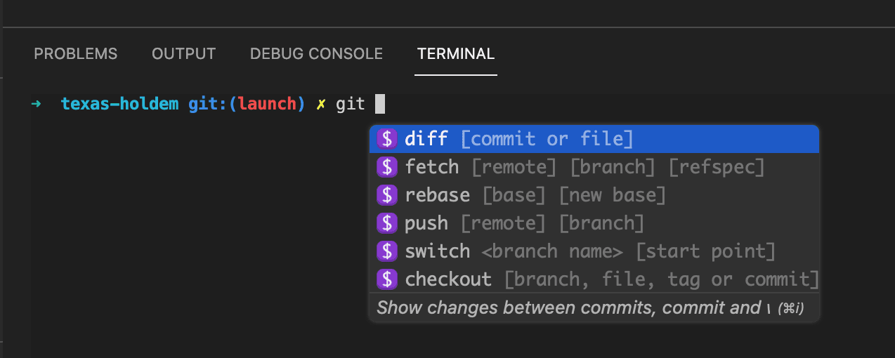 VSCode 中的终端补全。